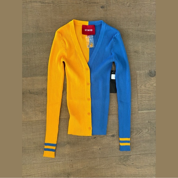 staud new nwt nfl chargers ribbed button down shirt - Picture 2 of 8